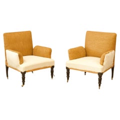 Pair of unusual French cushioned arm armchairs Pair of unusual French cushioned arm armchairs
