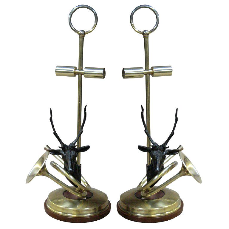 Pair of unusual French Library Table lamps.