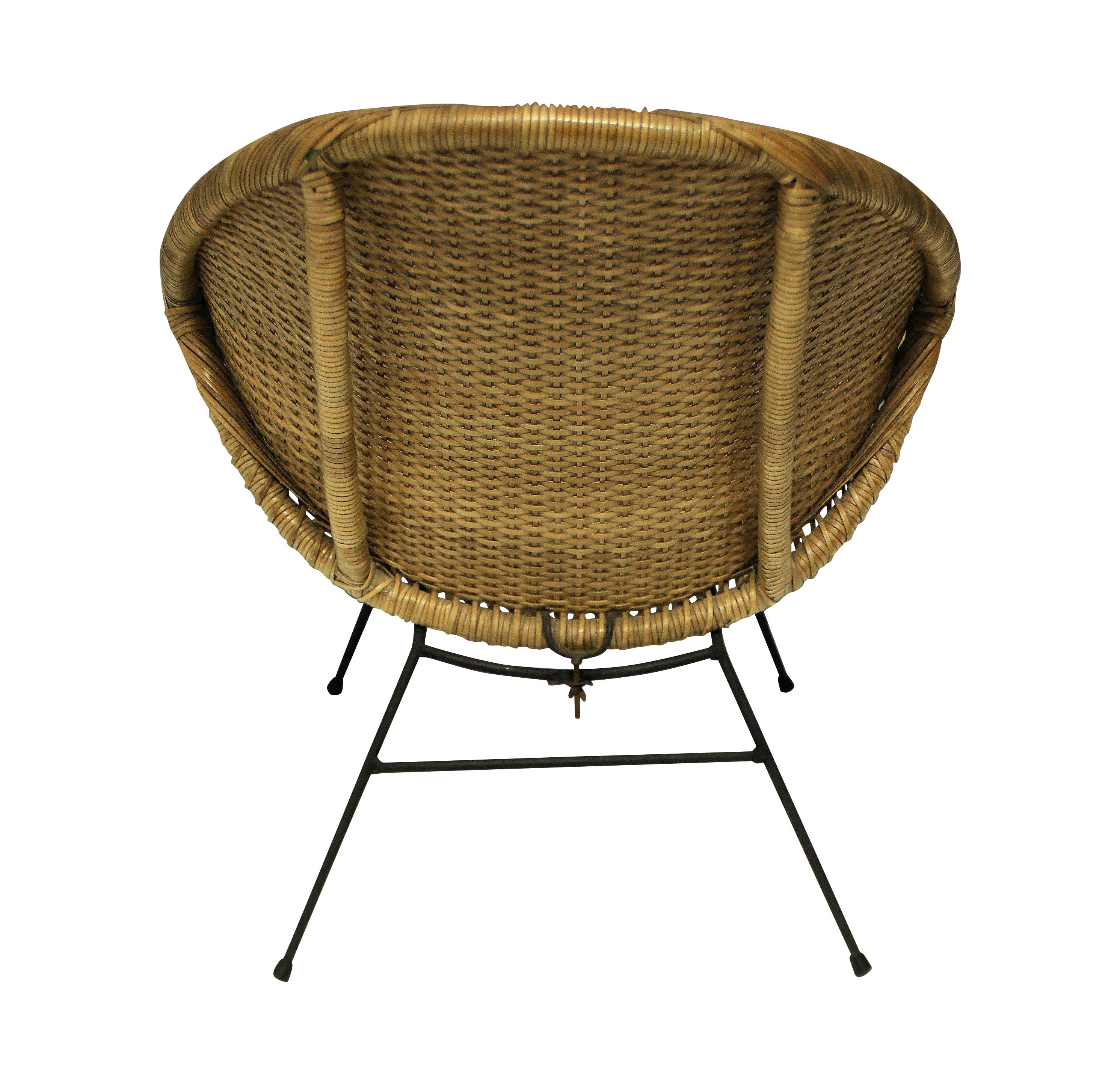 Pair of Unusual French Midcentury Rattan Chairs In Good Condition In Kent, Dover