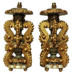 Pair of Unusual Genoese Giltwood Lamps