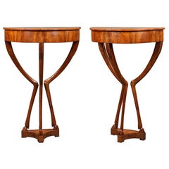 Pair of Unusual Italian Demilune Side Tables
