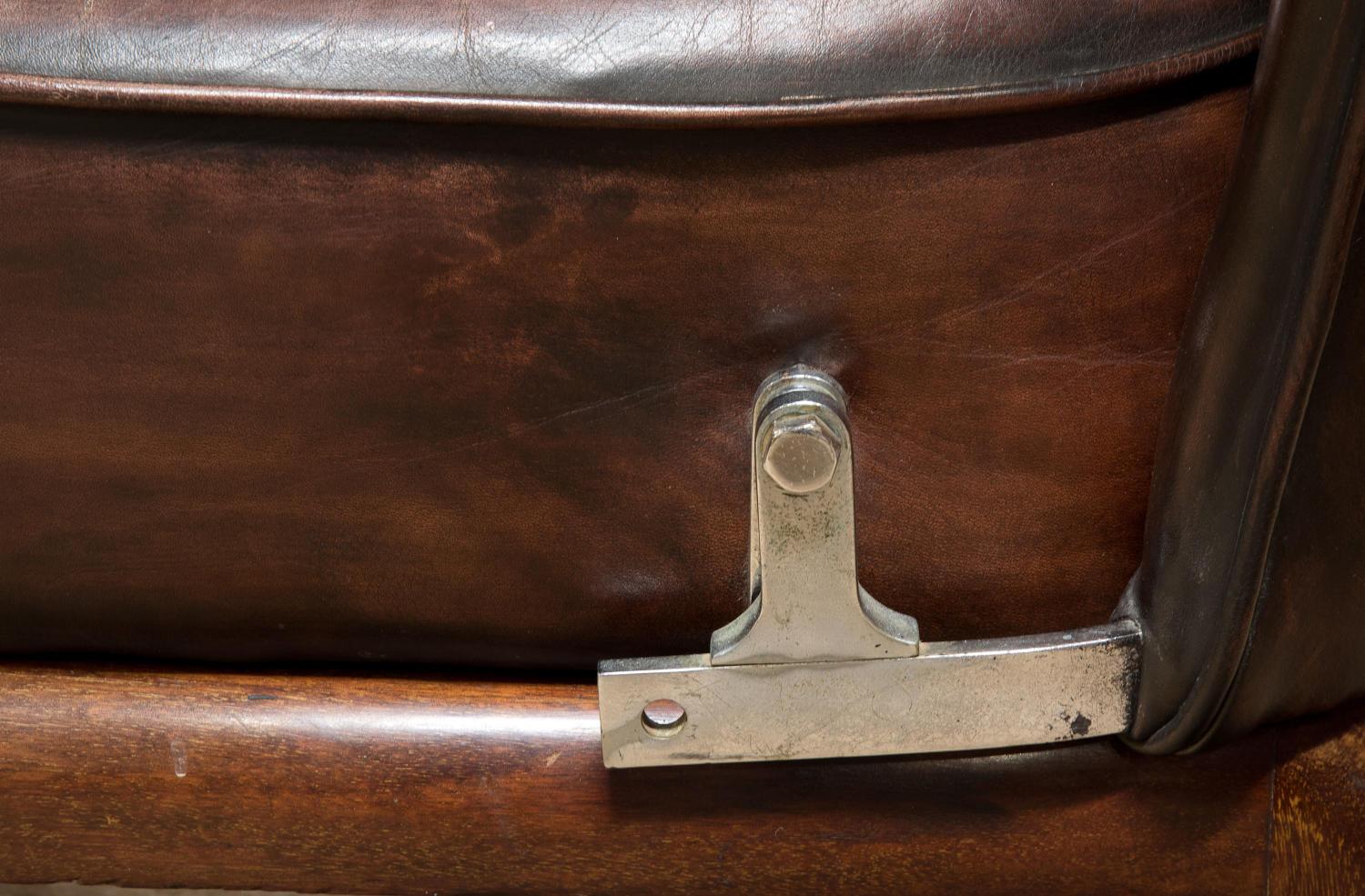 20th Century Pair of Unusual Mahogany Framed Leather Seats For Sale