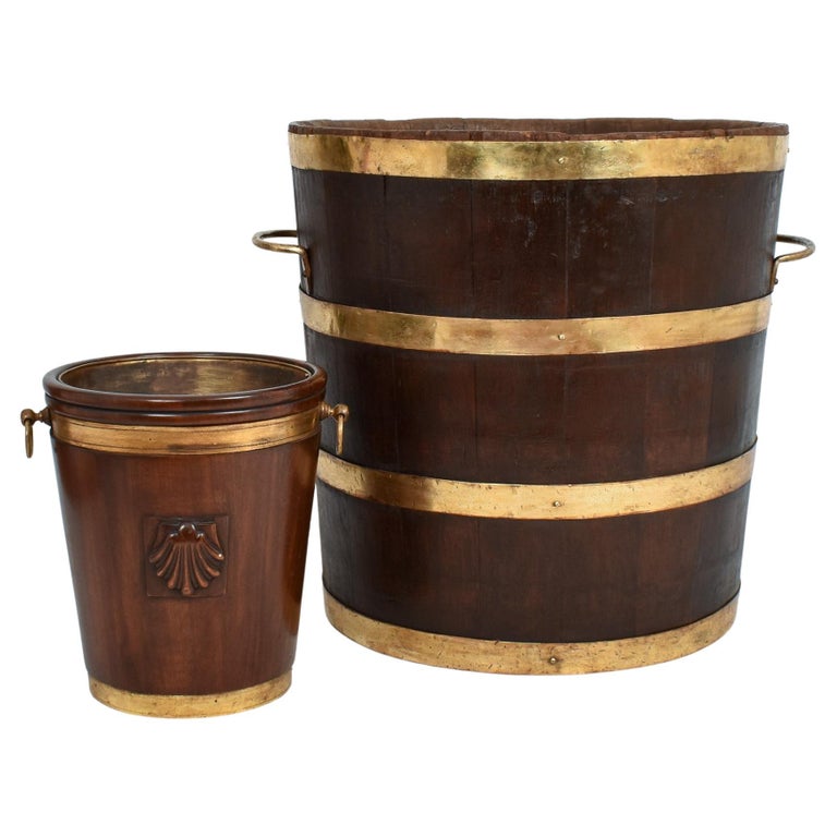 Pair of Unusually Large Oak Peat or Log Buckets, Very Rare For Sale at