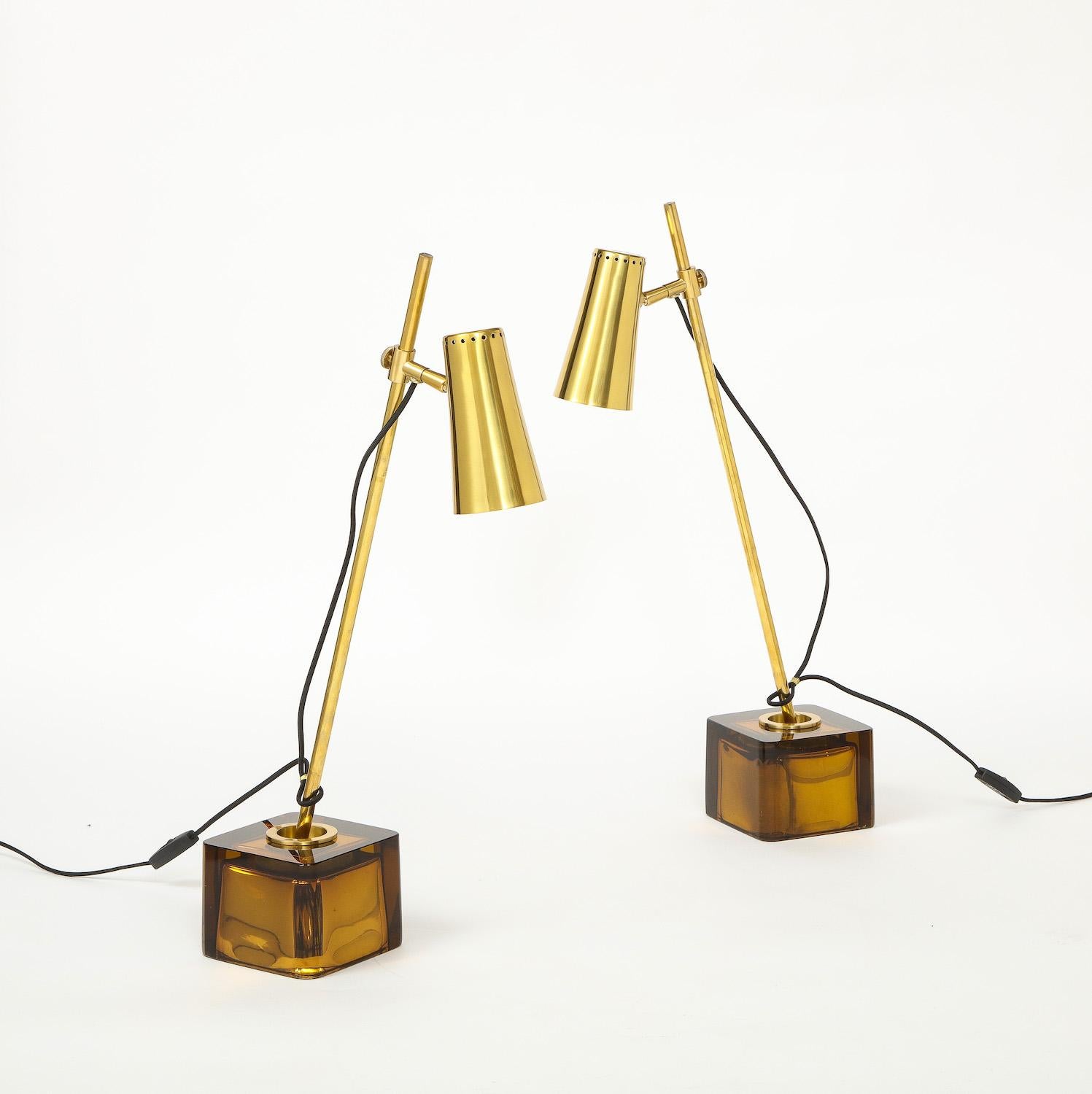 Modern Pair of “Up and Down Seguso” Table Lamps by Roberto Giulio Rida For Sale