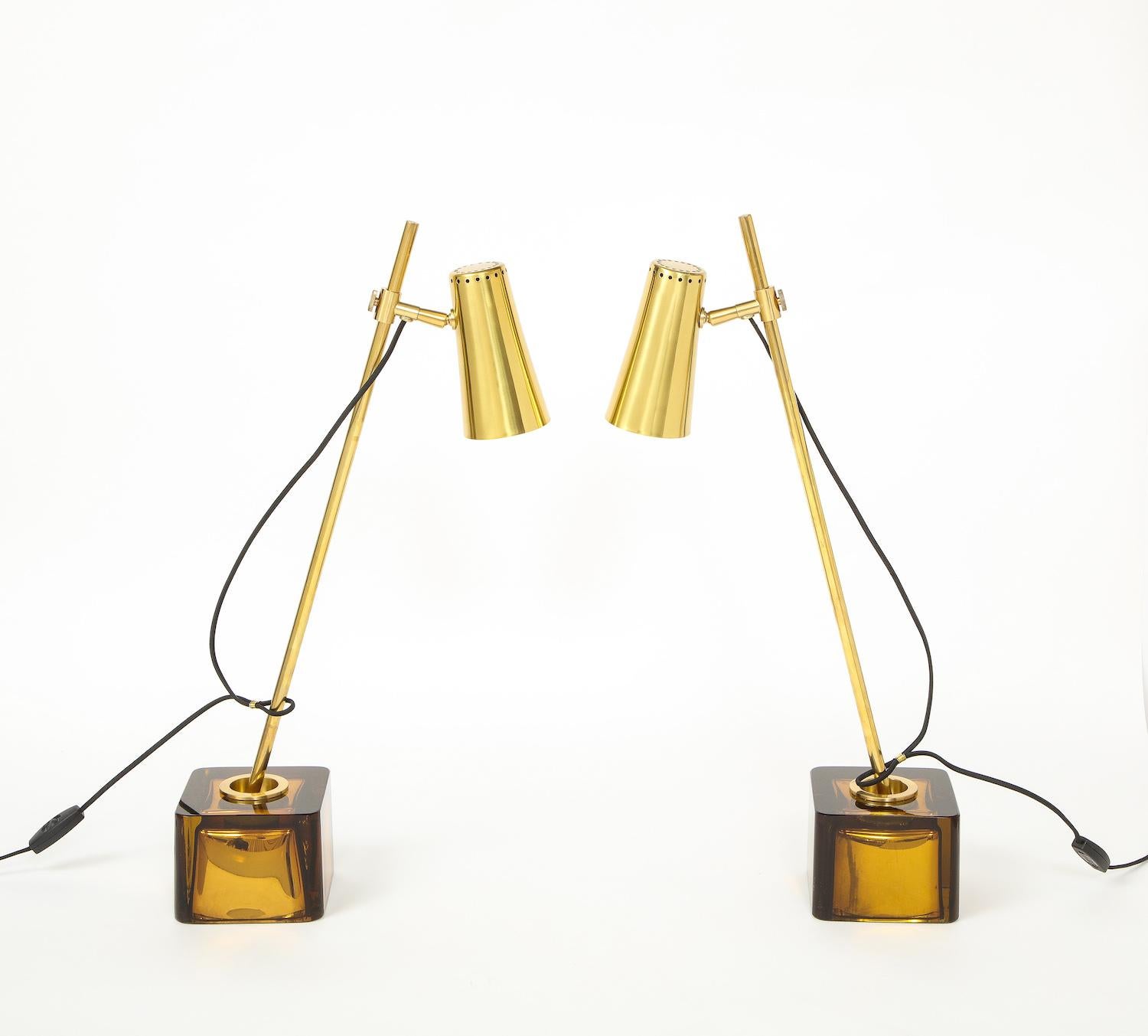 Hand-Crafted Pair of “Up and Down Seguso” Table Lamps by Roberto Giulio Rida For Sale