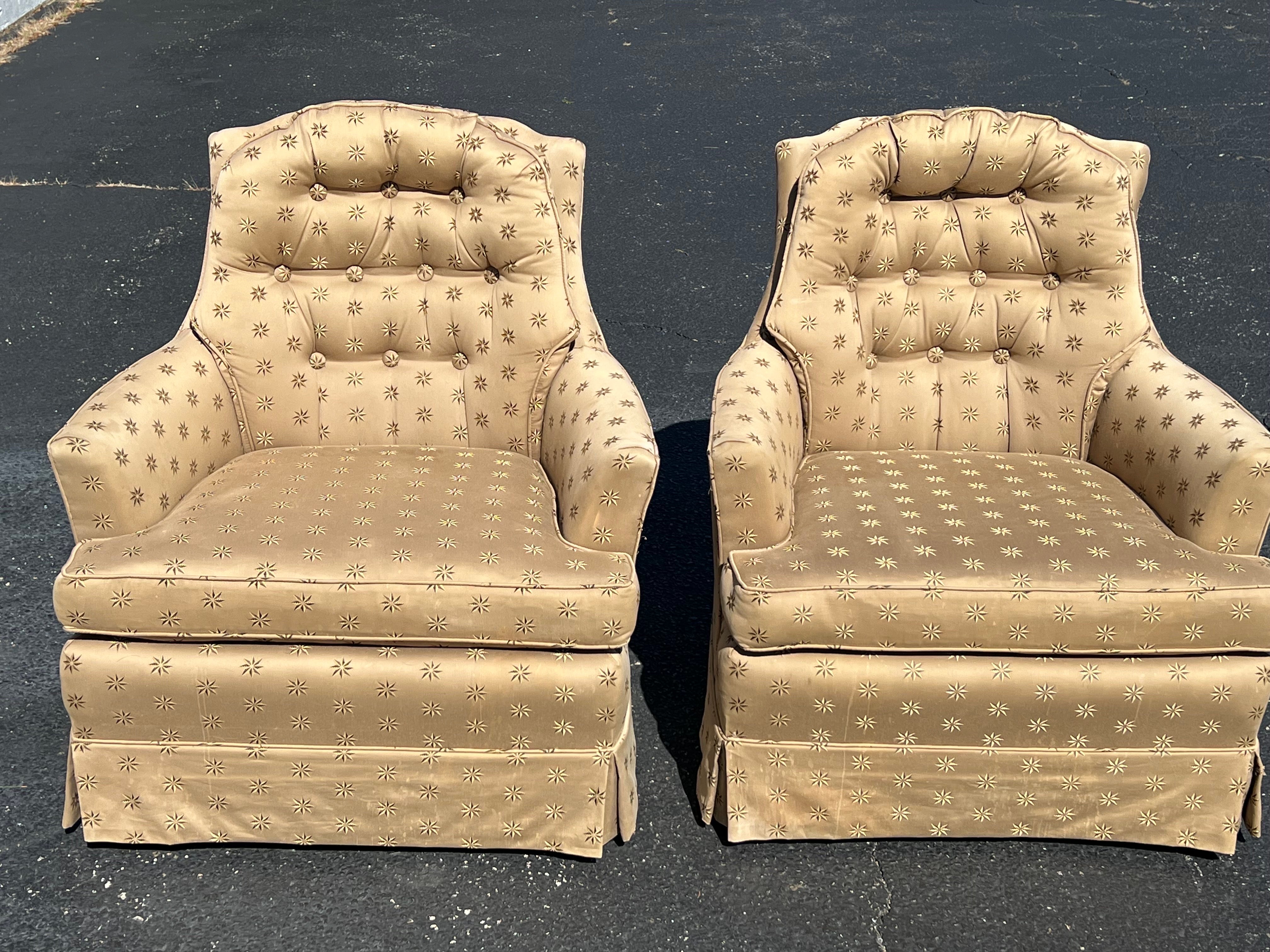Pair of Upholstered Arm Chairs  In Good Condition For Sale In Redding, CT
