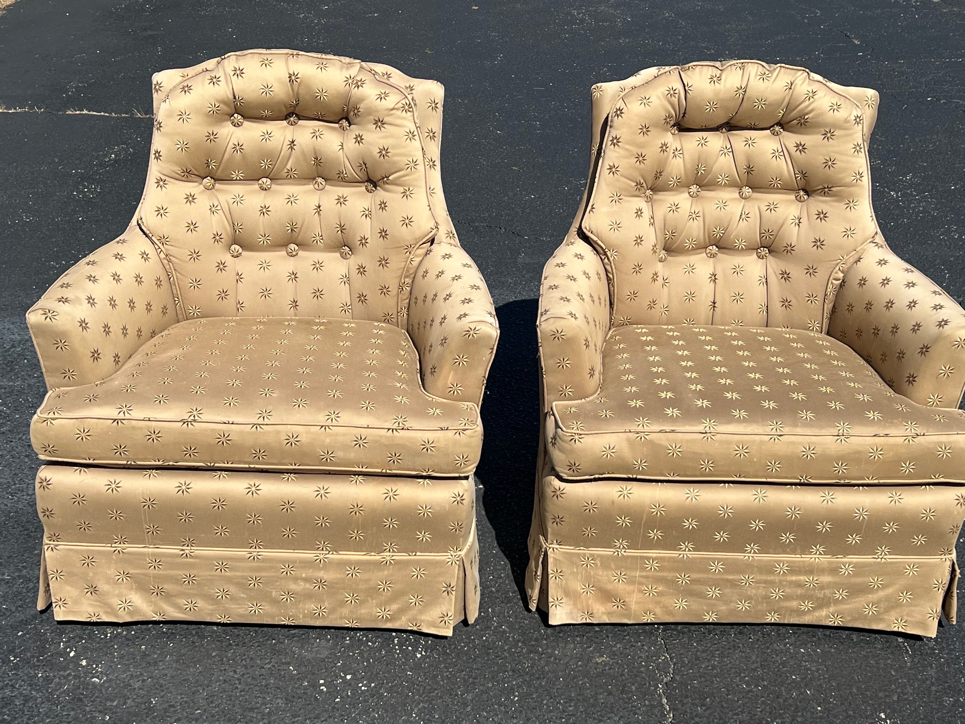 Mid-20th Century Pair of Upholstered Arm Chairs  For Sale