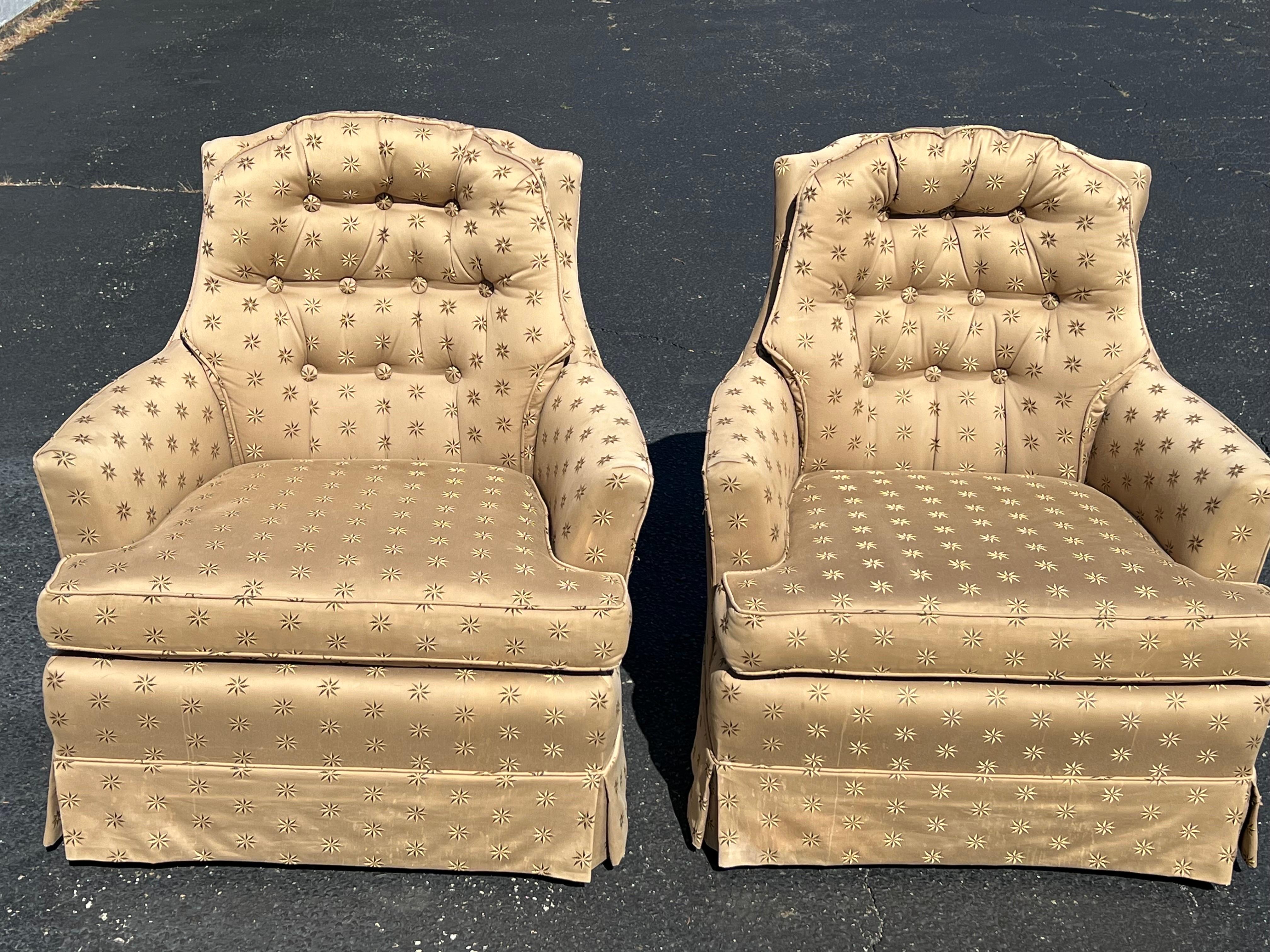 Upholstery Pair of Upholstered Arm Chairs  For Sale