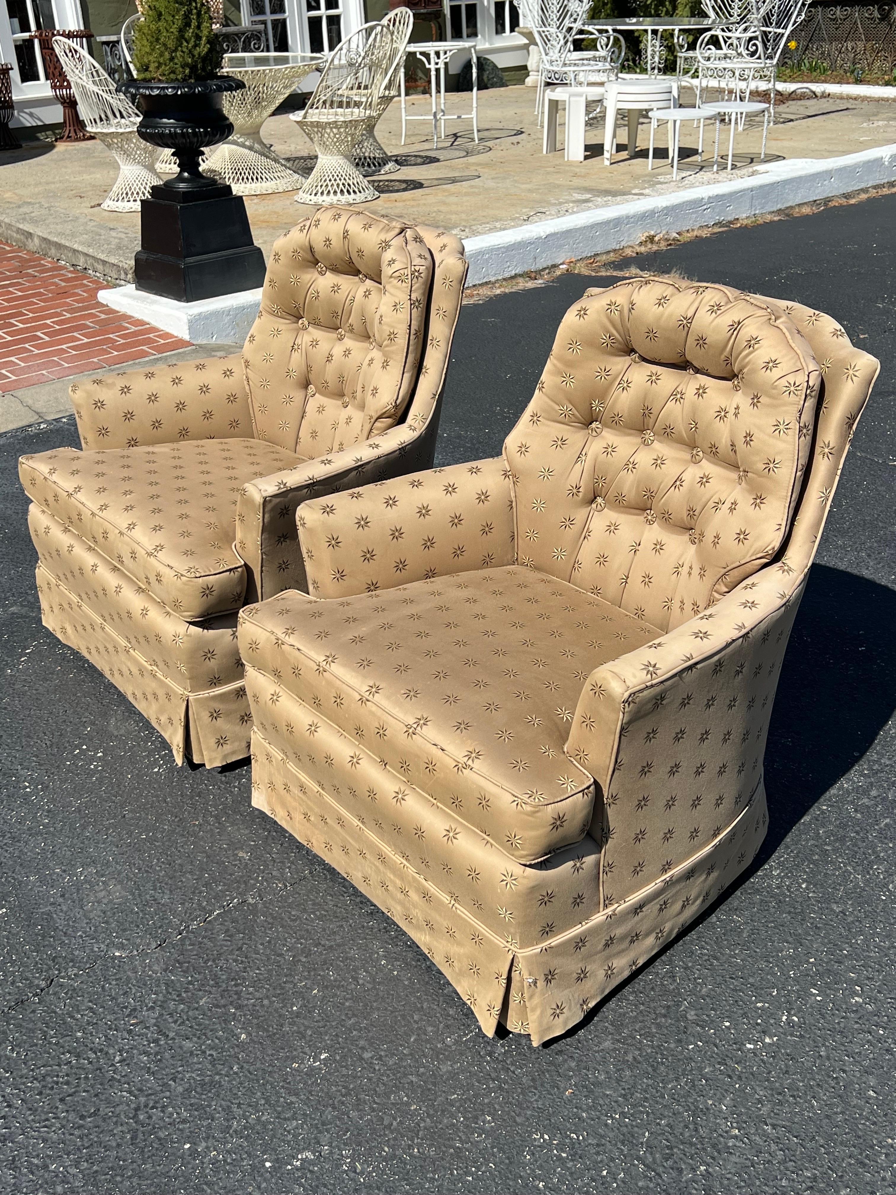 Pair of Upholstered Arm Chairs  For Sale 1