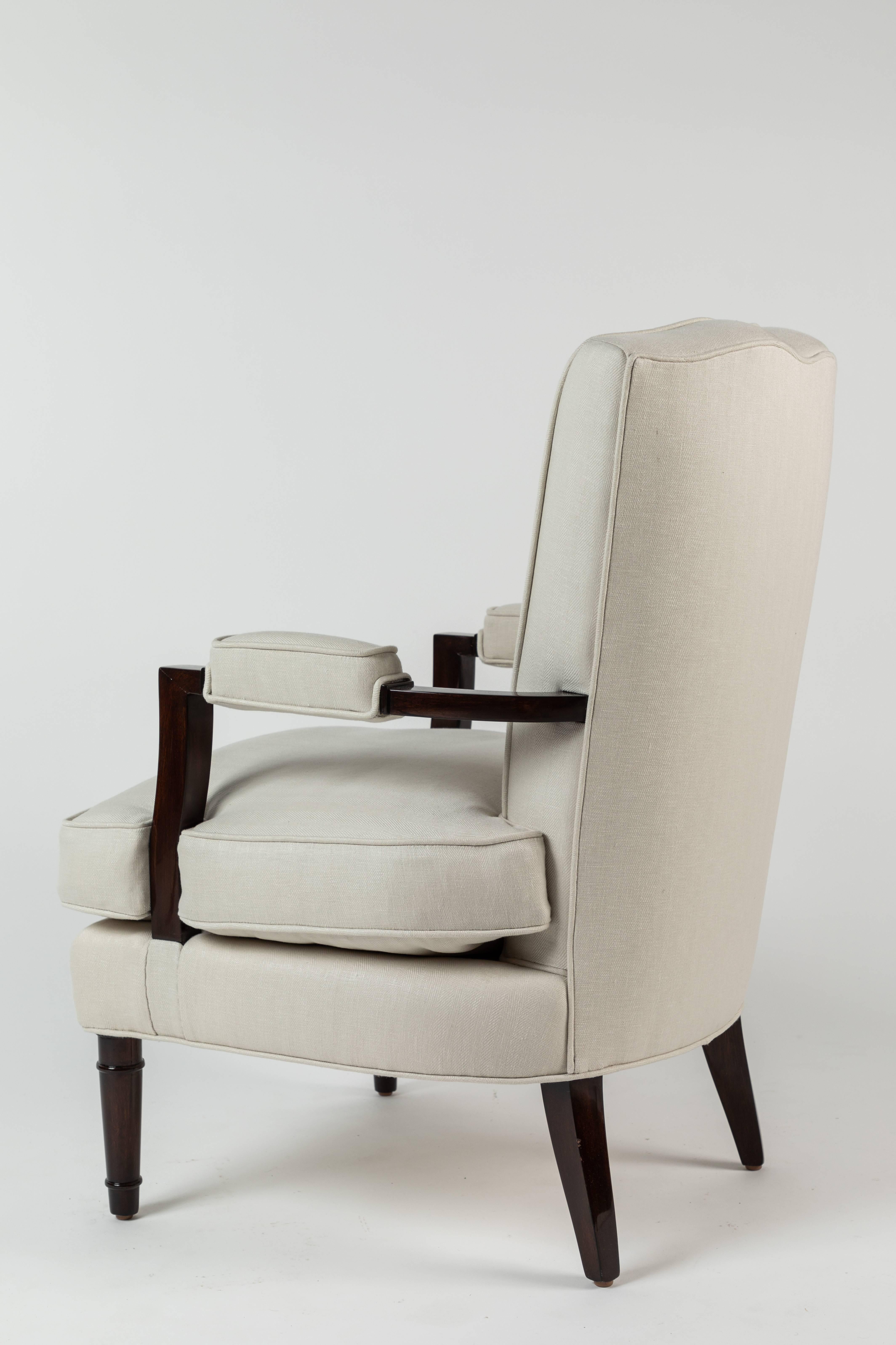 Mid-20th Century Pair of Upholstered Armchairs by Jules Leleu