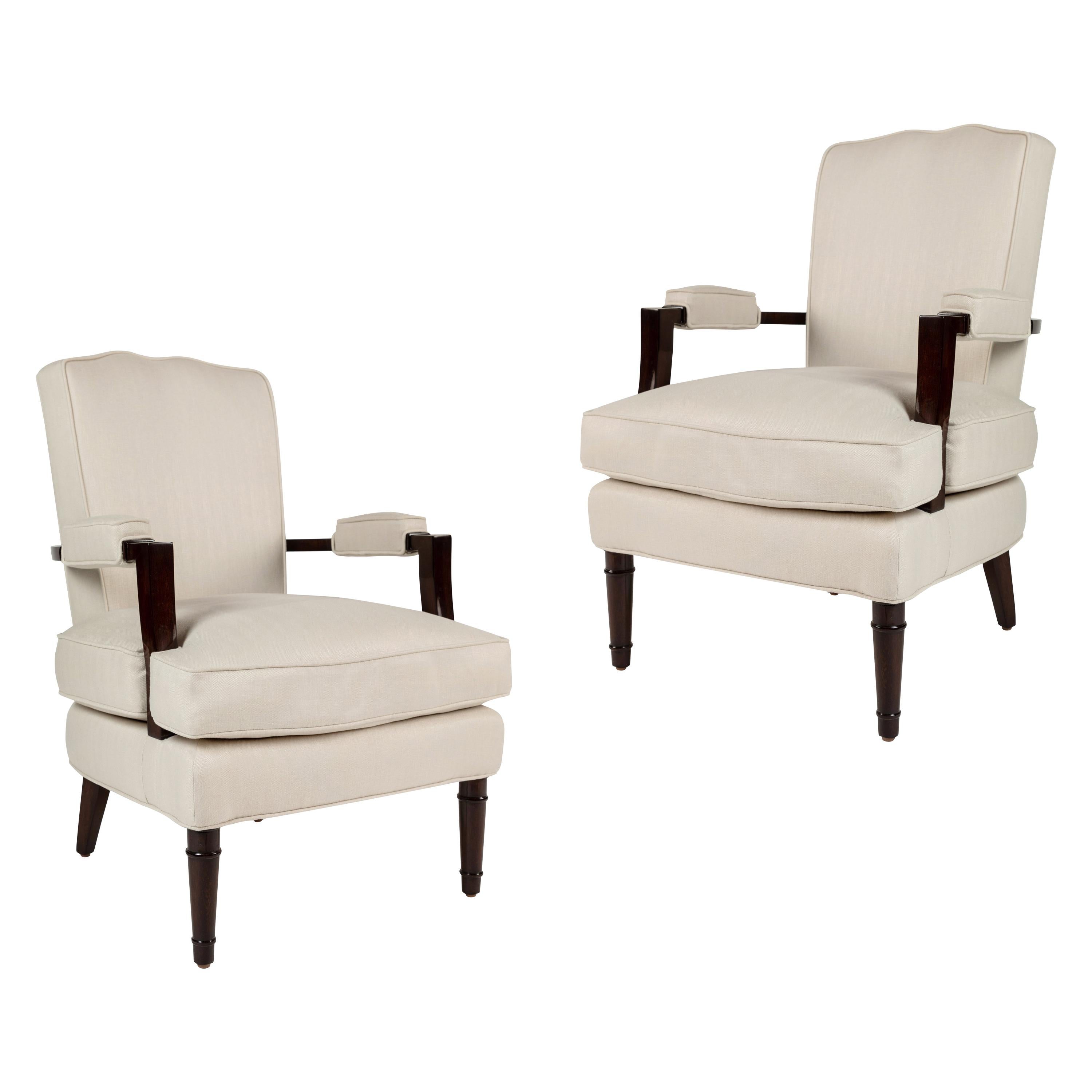 Pair of Upholstered Armchairs by Jules Leleu