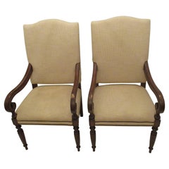 Vintage Pair of Upholstered Armchairs with Nailhead Trim
