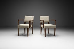 Pair of Upholstered Armchairs with Wooden Frame, France ca 1940s