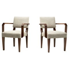 Pair of Upholstered Armchairs with Wooden Frame, France ca 1940s