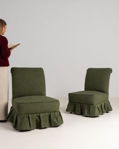 Pair Of Upholstered Armless Napoleon III Chairs, France, 1880-1889