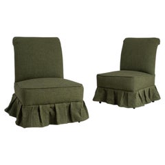 Pair Of Upholstered Armless Napoleon III Chairs, France, 1880-1889
