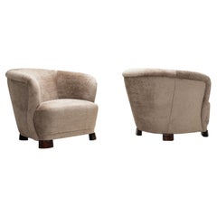 Pair of Upholstered Art Deco Lounge Chairs, Europe ca 1940s