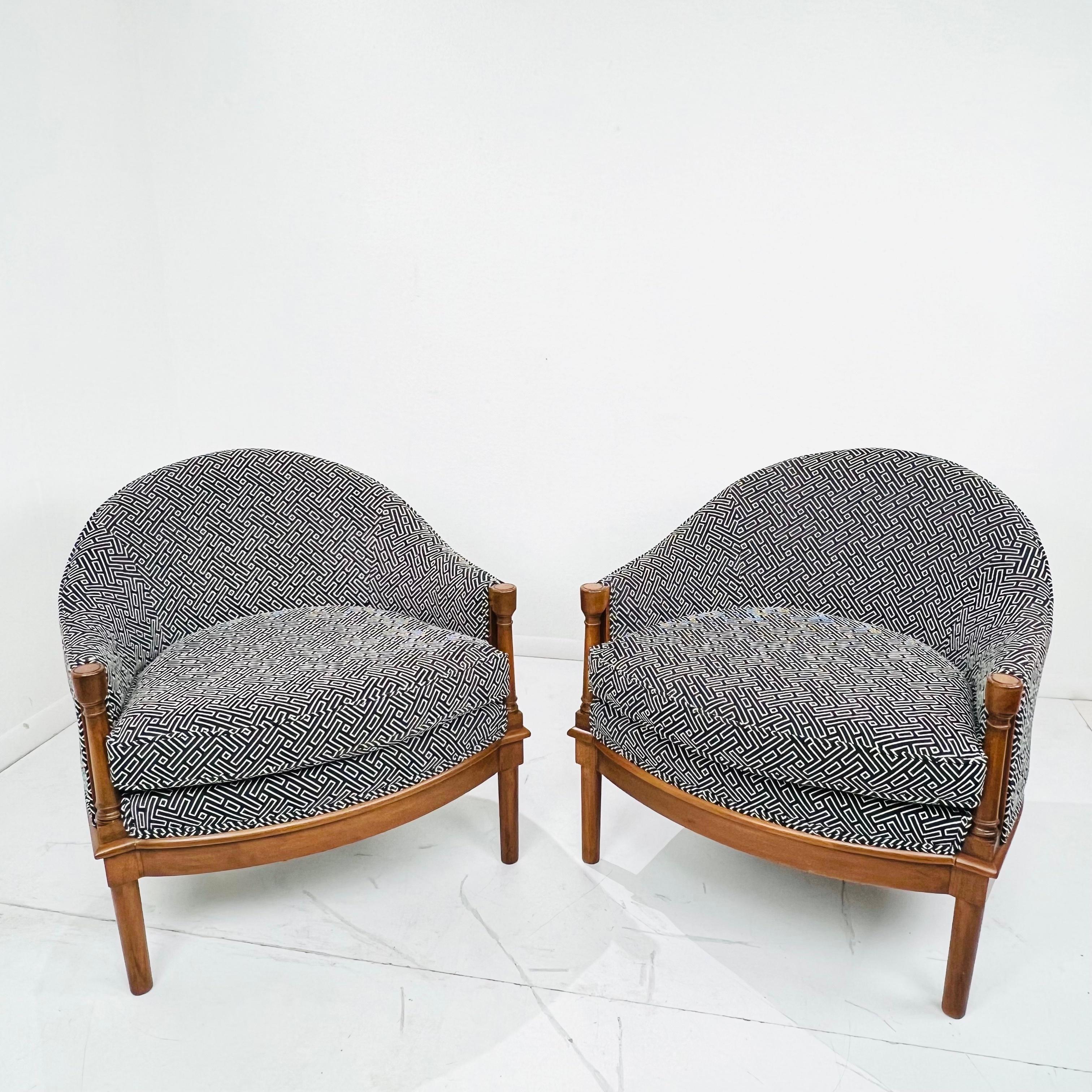 Pair of Upholstered Art Deco Side Chairs In Good Condition In Dallas, TX