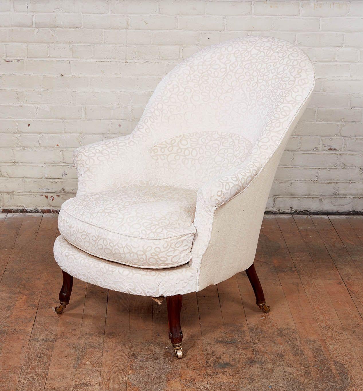 Pair of Upholstered Art Nouveau Slipper Chairs In Good Condition For Sale In Greenwich, CT