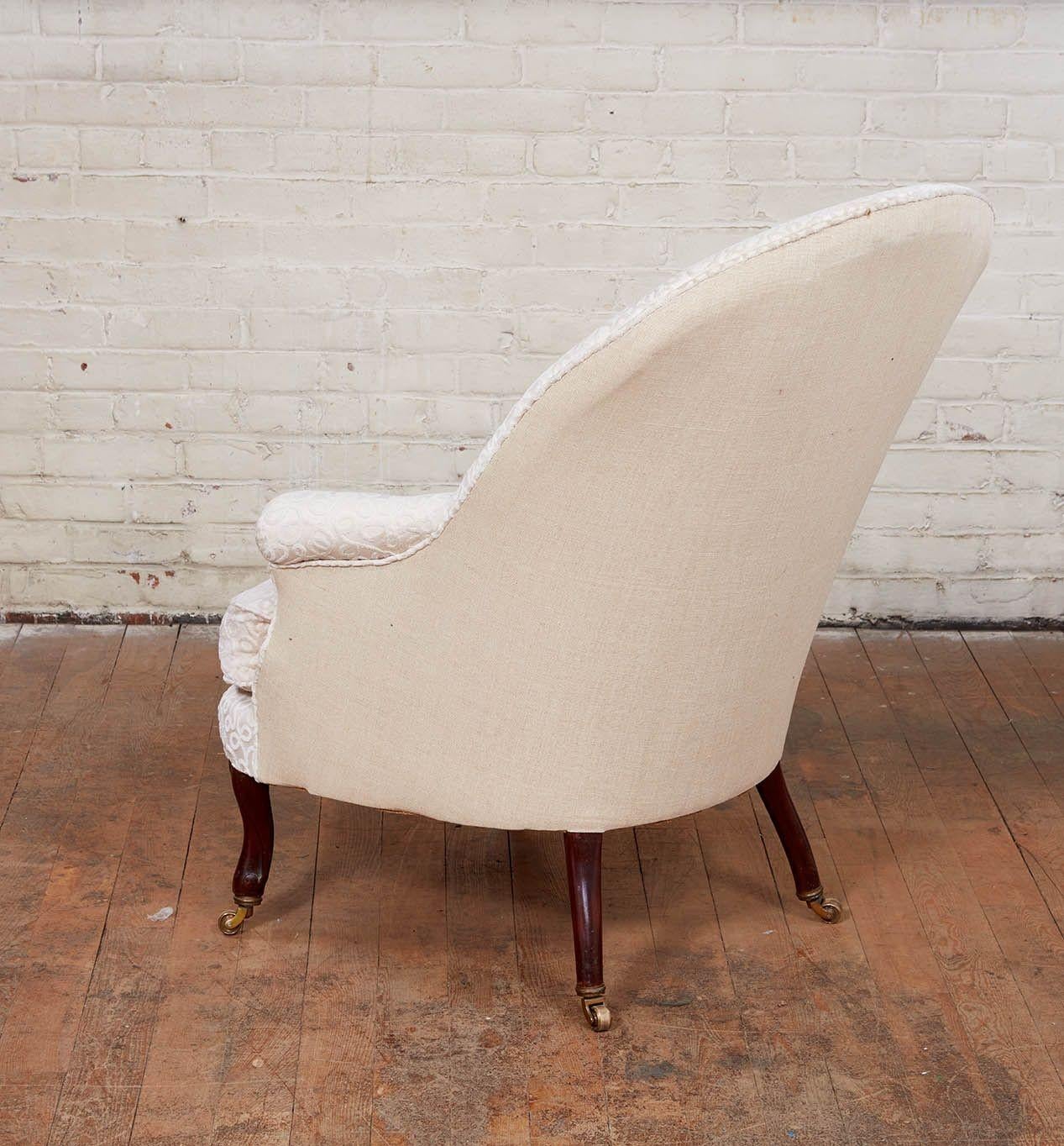 Pair of Upholstered Art Nouveau Slipper Chairs For Sale 1