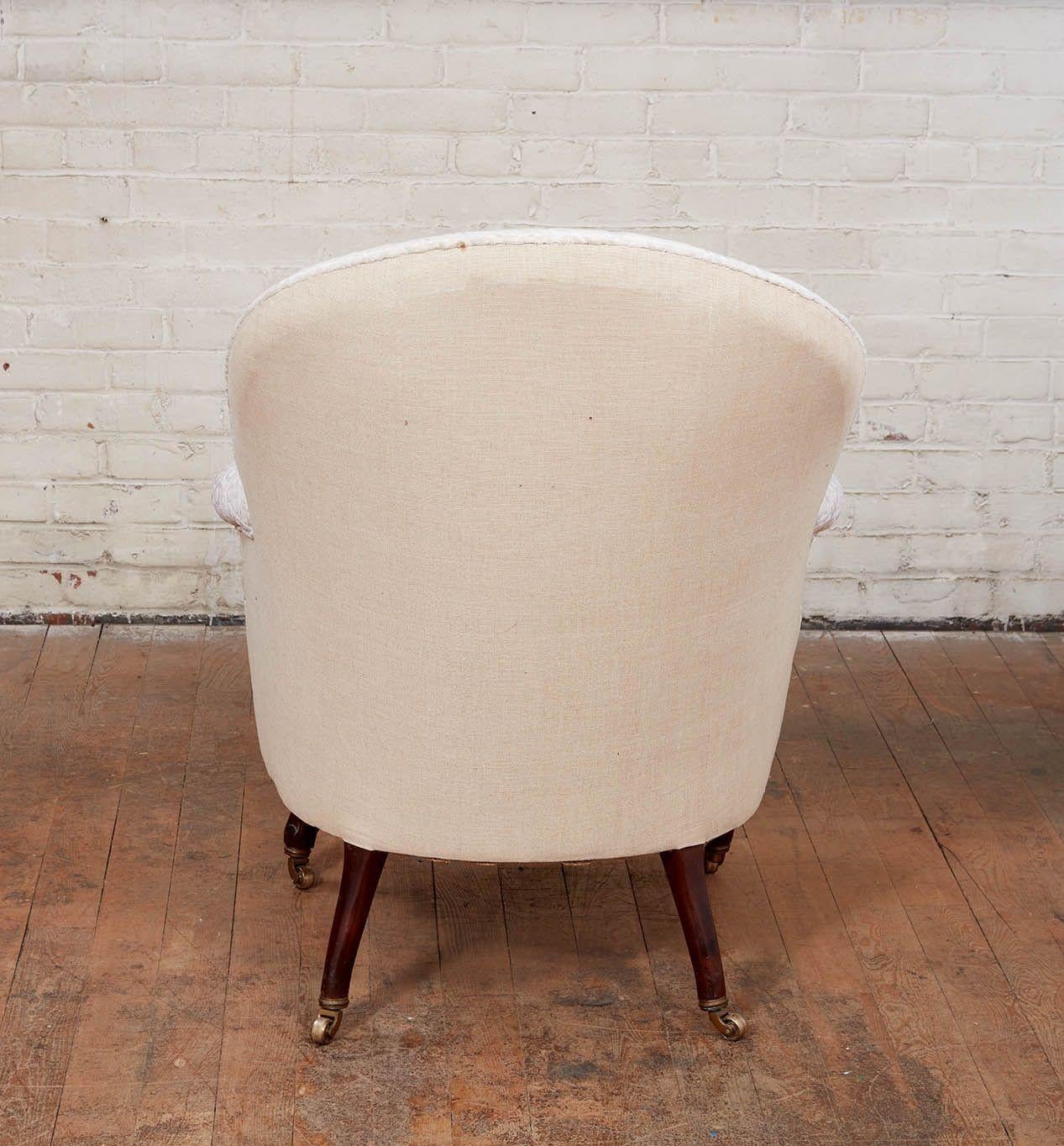 Pair of Upholstered Art Nouveau Slipper Chairs For Sale 2