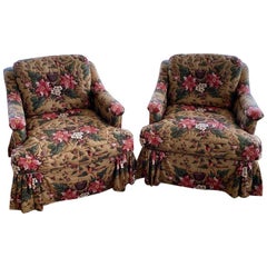 Pair of Upholstered Bedroom Armchairs 