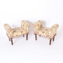 Pair of Upholstered Benches with Arms