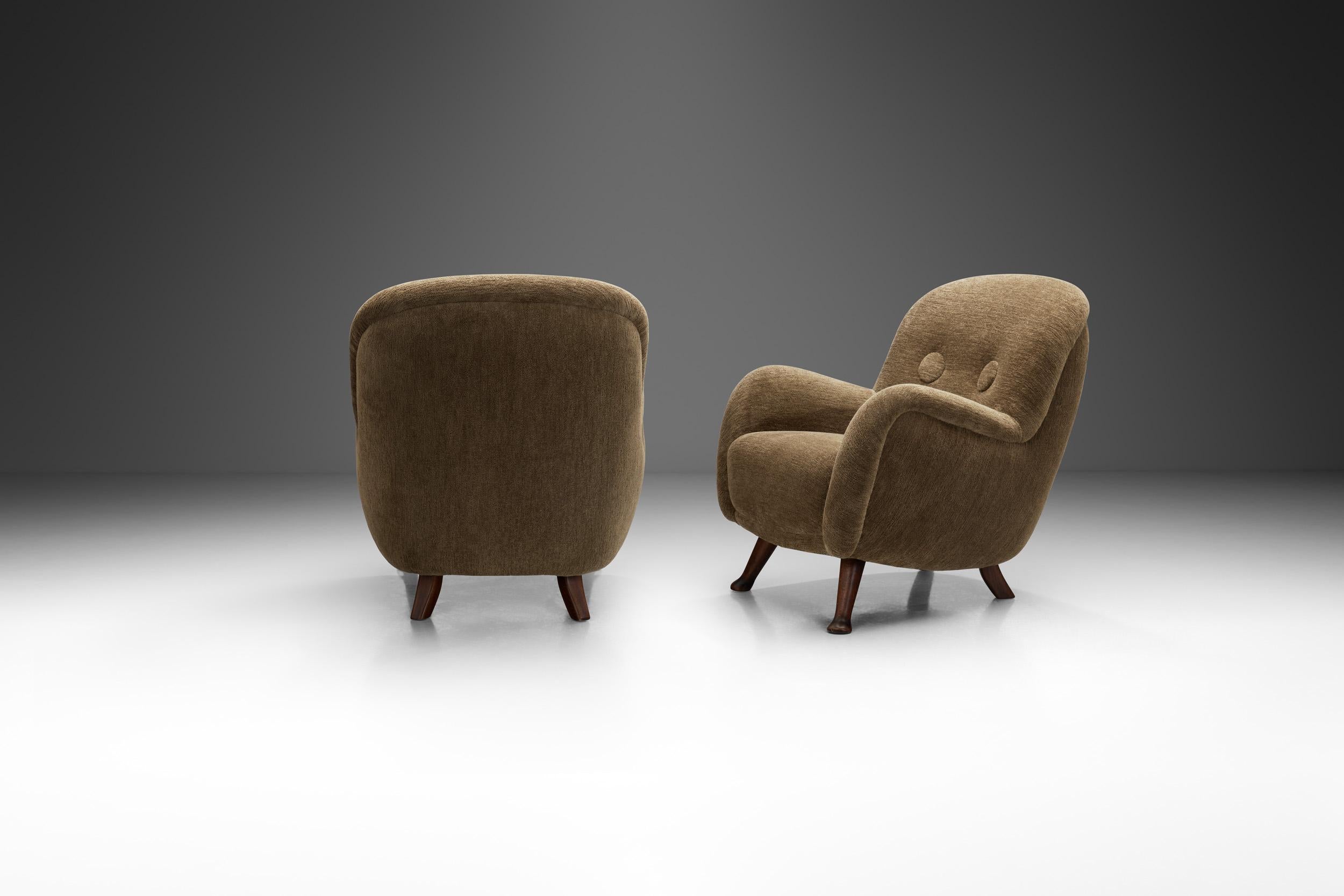 Swedish Pair of Upholstered Berga Möbler Armchairs, Sweden 1940s