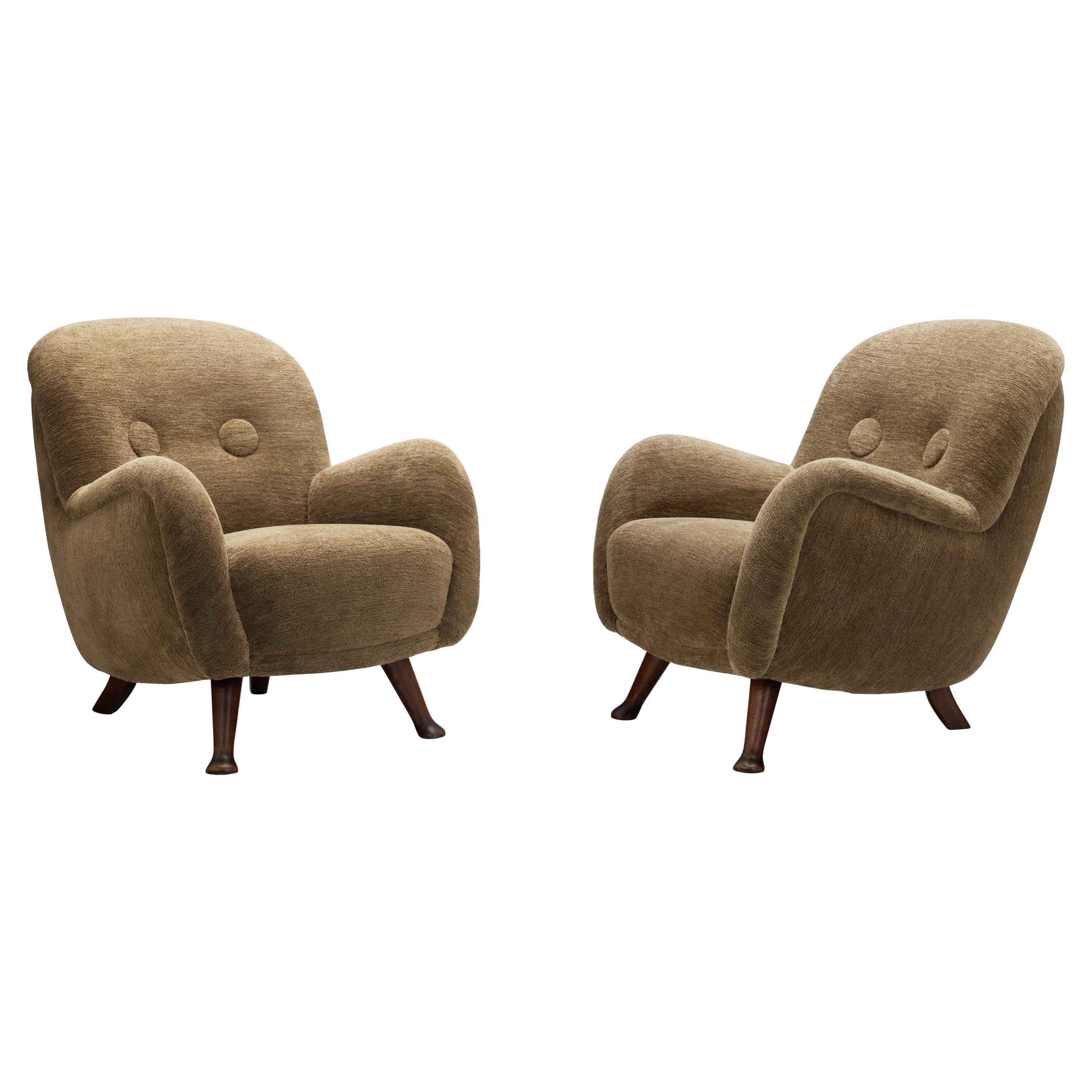Pair of Upholstered Berga Möbler Armchairs, Sweden 1940s