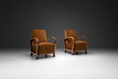 Pair of Upholstered Burnt-Orange Armchairs, Europe 20th Century
