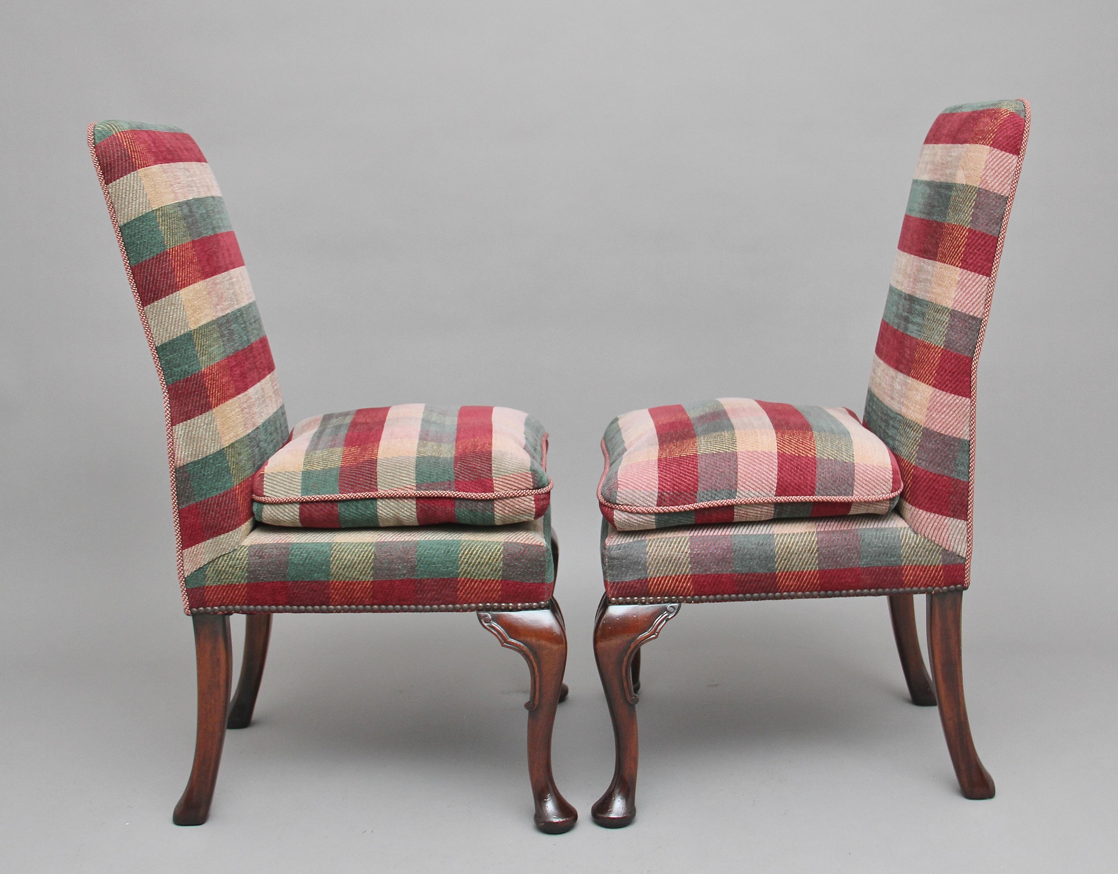 English Pair of Upholstered Chairs in the George I Style For Sale