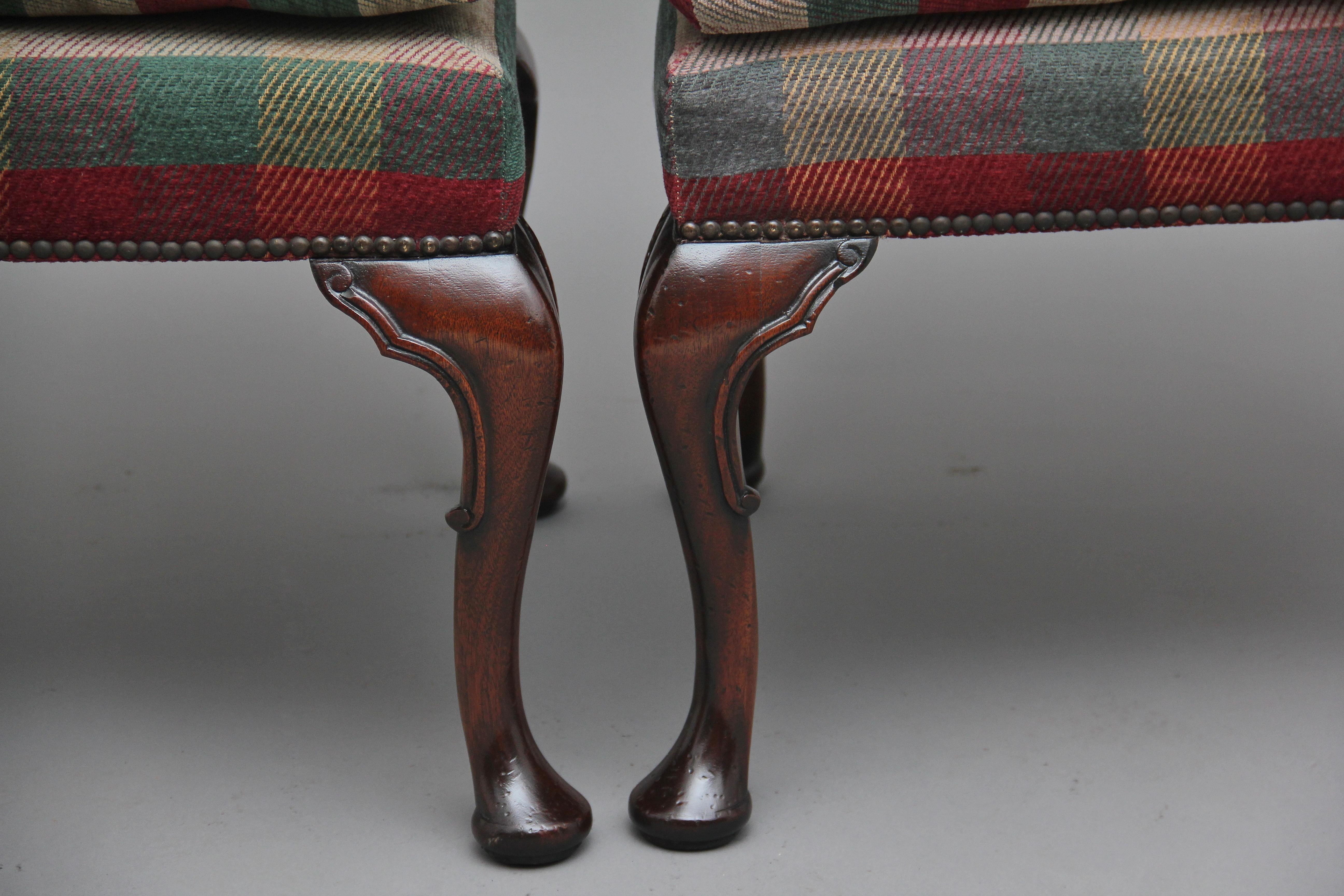 Mid-20th Century Pair of Upholstered Chairs in the George I Style For Sale