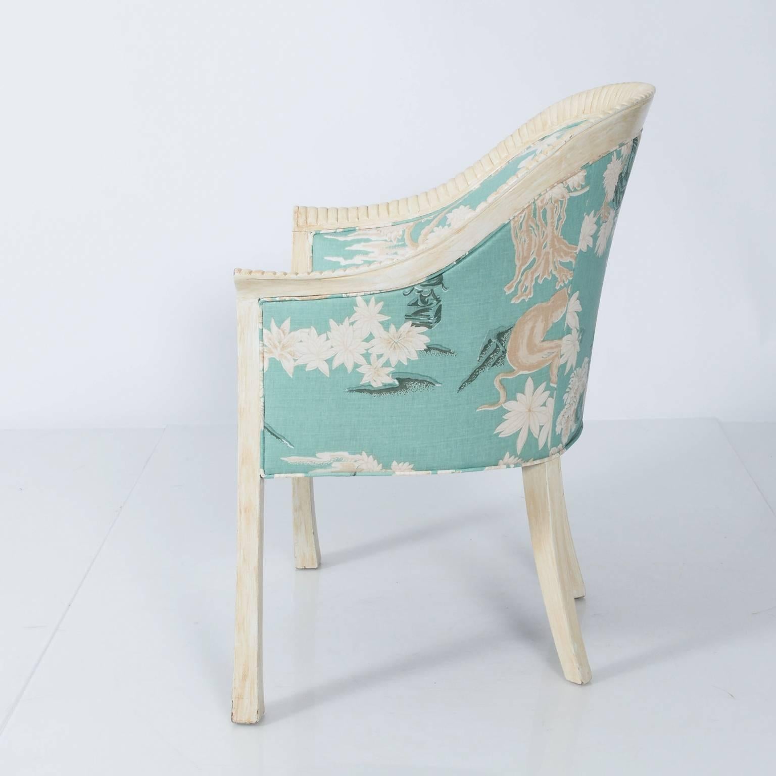 Pair of Upholstered Chinoiserie Armchairs 14