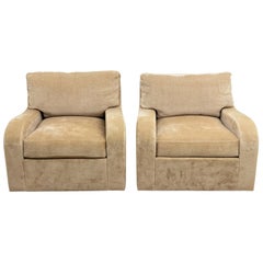 Pair of Upholstered Christian Liaigre Swivel Lounge Chairs Pair of Upholstered Christian Liaigre Swivel Lounge Chairs