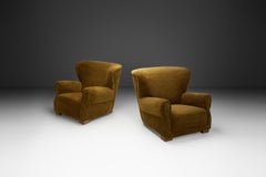 Pair of Upholstered Danish Cabinetmaker Armchairs, Denmark ca 1940s