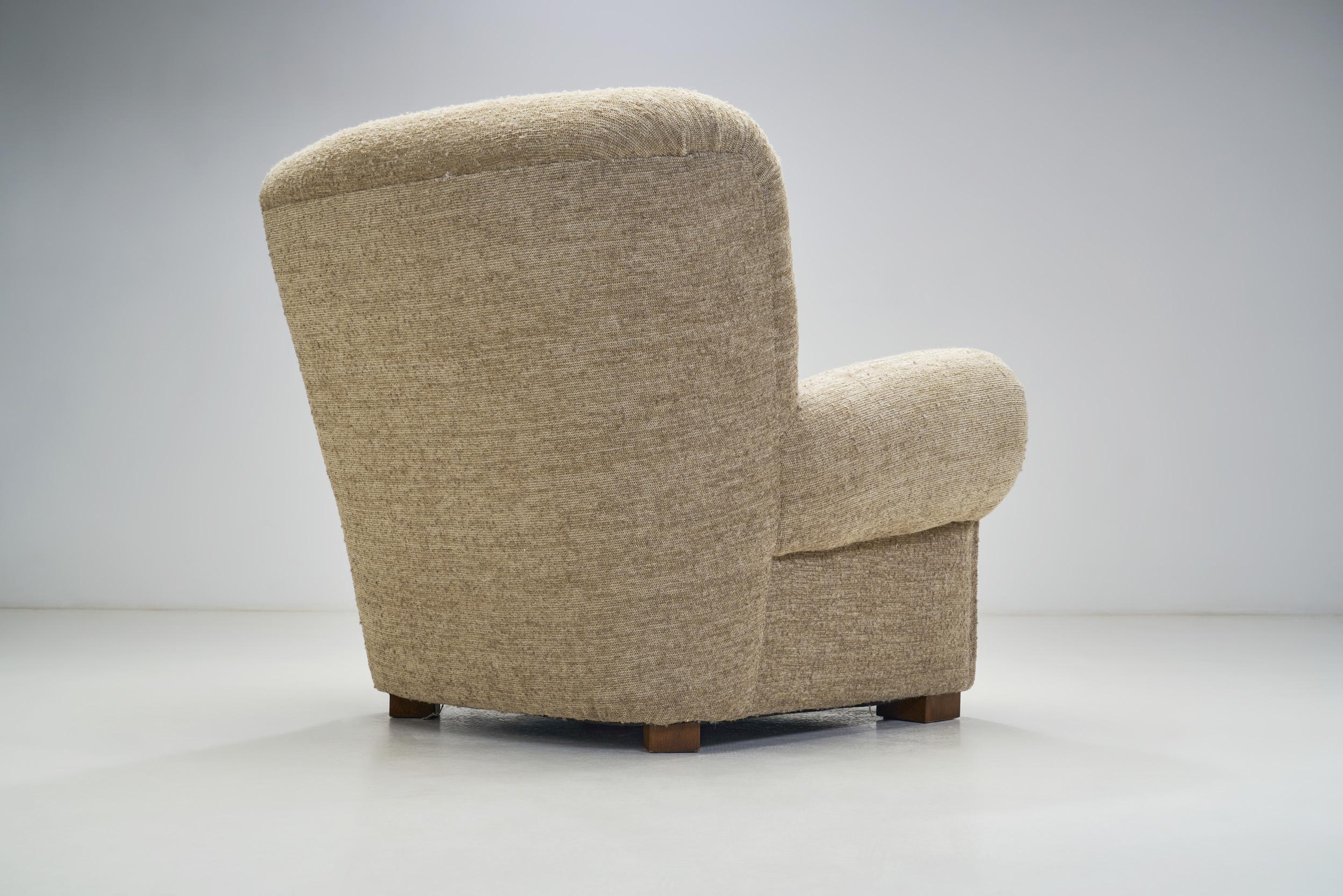 Paar gepolsterte Easy Chairs mit Beinen aus gebeizter Buche mit gebeizten Beinen, Dänemark ca. 1940er Jahre im Angebot 2