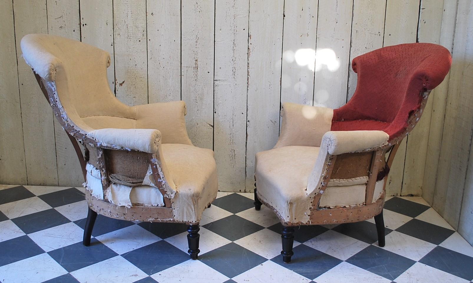 Napoleon III Pair of Upholstered Fauteuil Armchairs/Tub Chairs, circa 1860