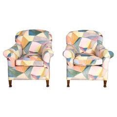 Vintage Pair of Upholstered Fireside Chairs