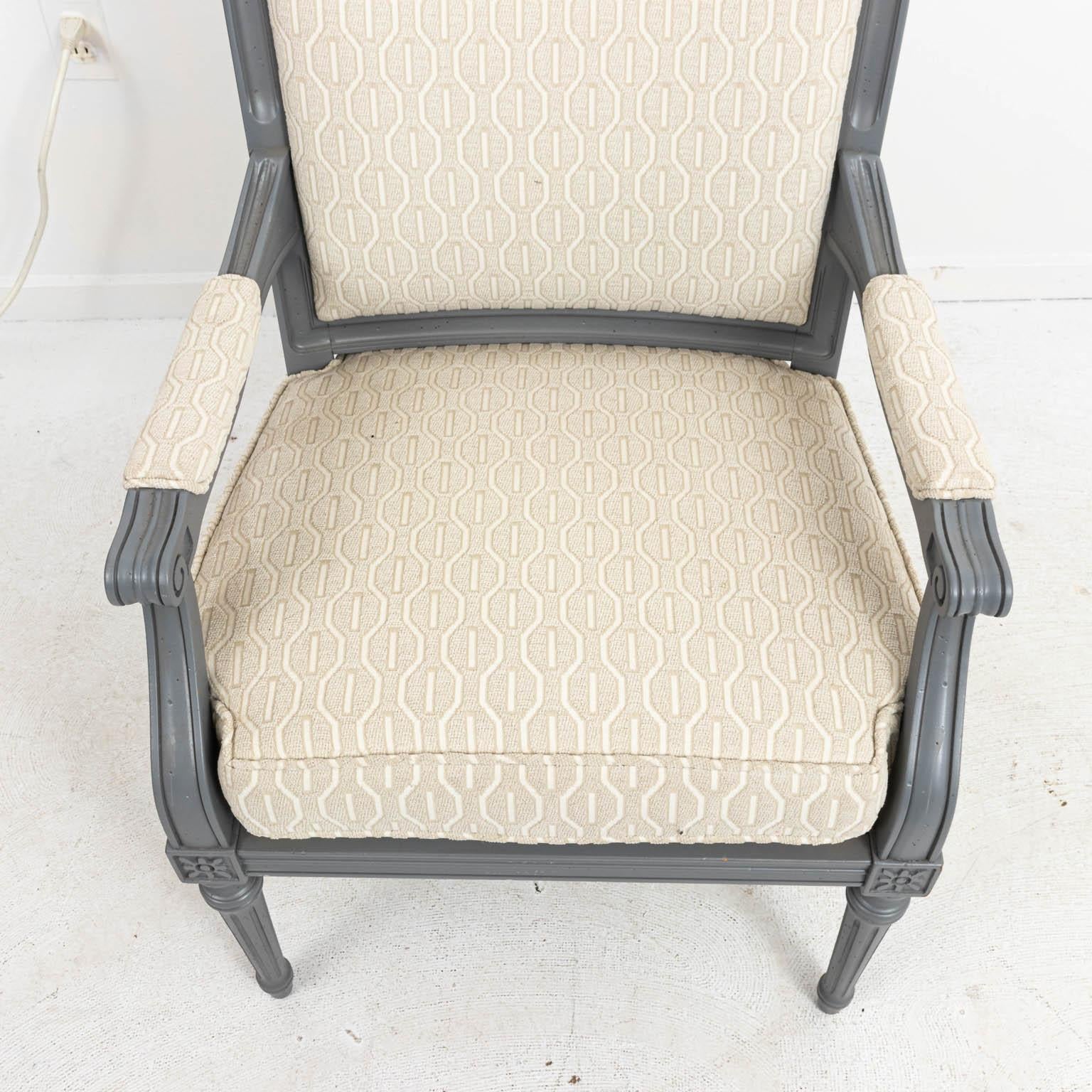 20th Century Pair of Upholstered French Directoire Style Armchairs