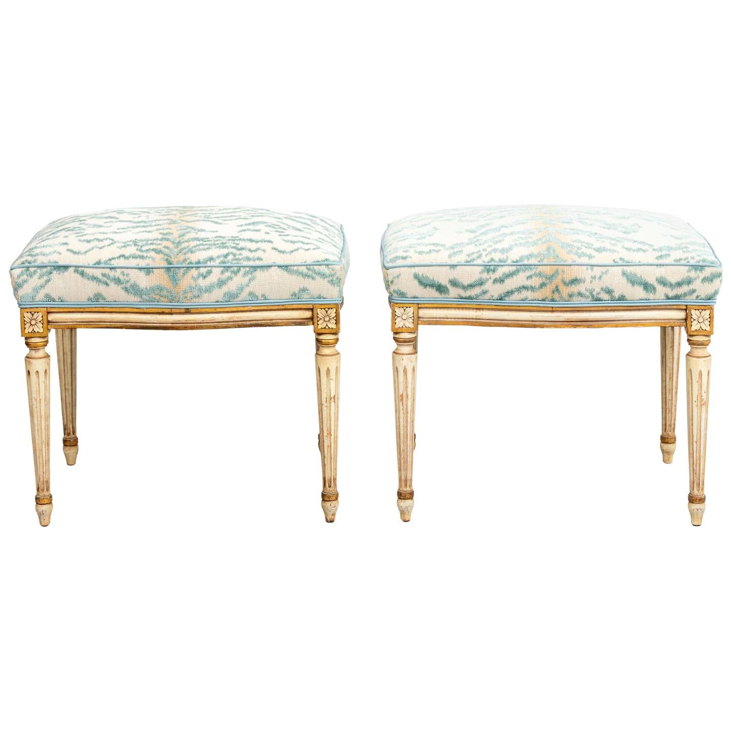 Pair of Upholstered French Ottomans