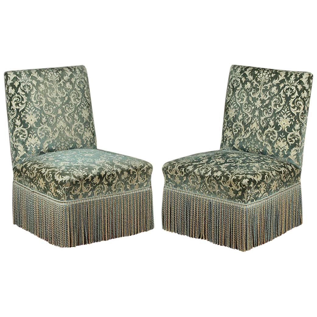 Pair of Upholstered French Side or Bedroom Chairs, circa 1890 For Sale