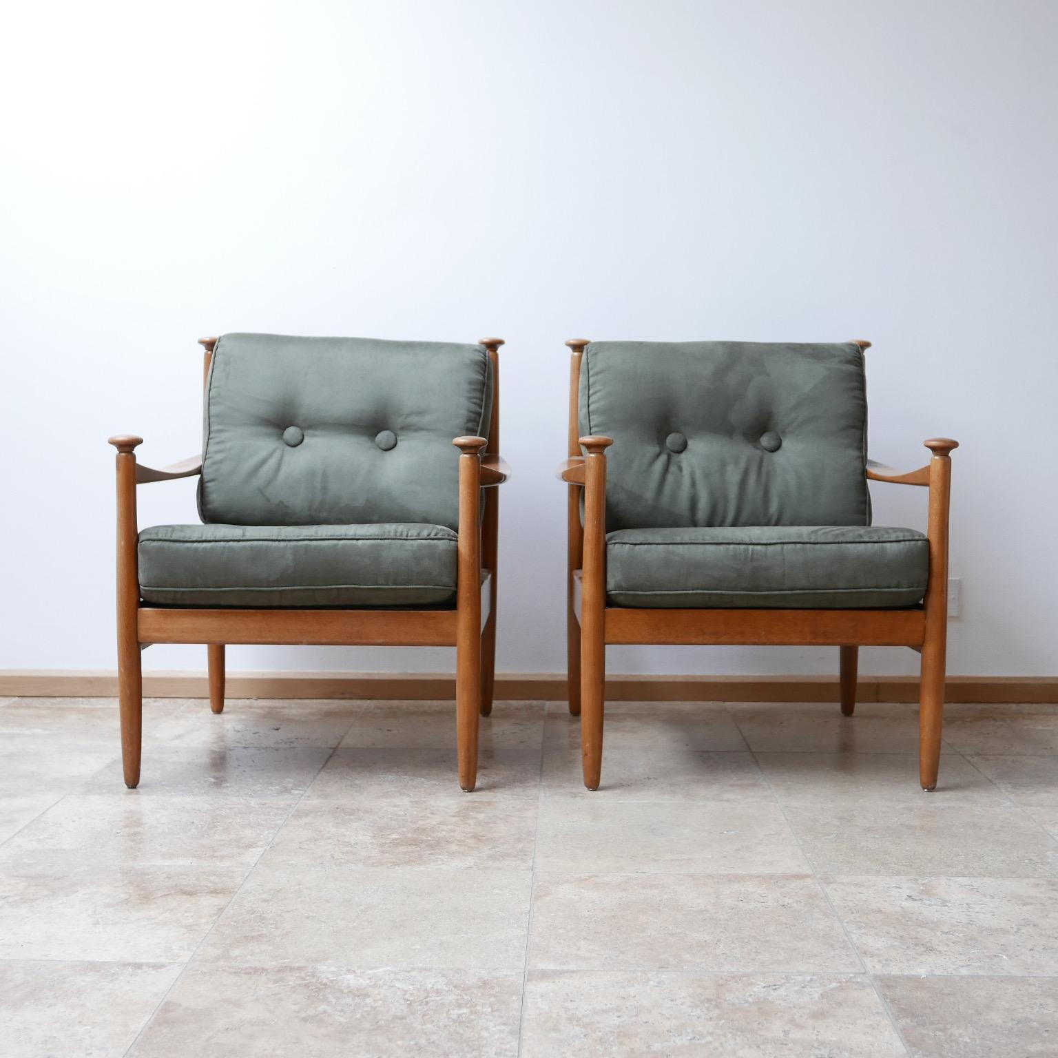 Pair of Upholstered German Midcentury Armchairs 8