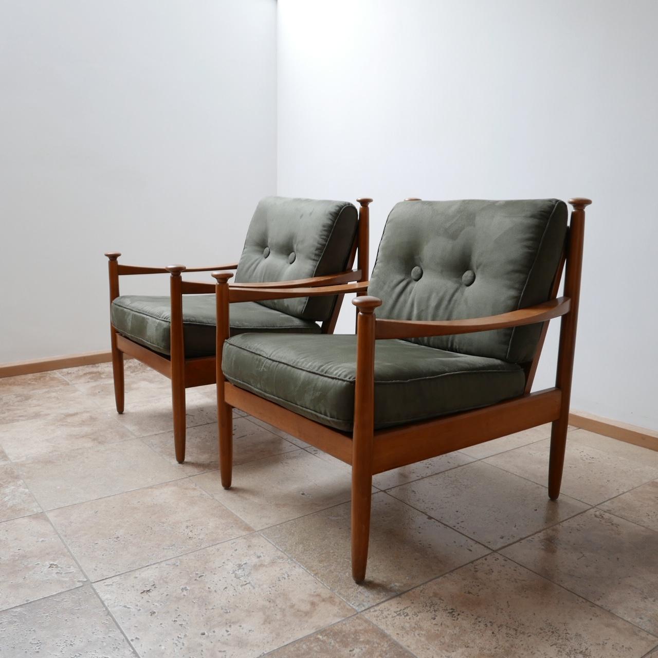 Mid-Century Modern Pair of Upholstered German Midcentury Armchairs