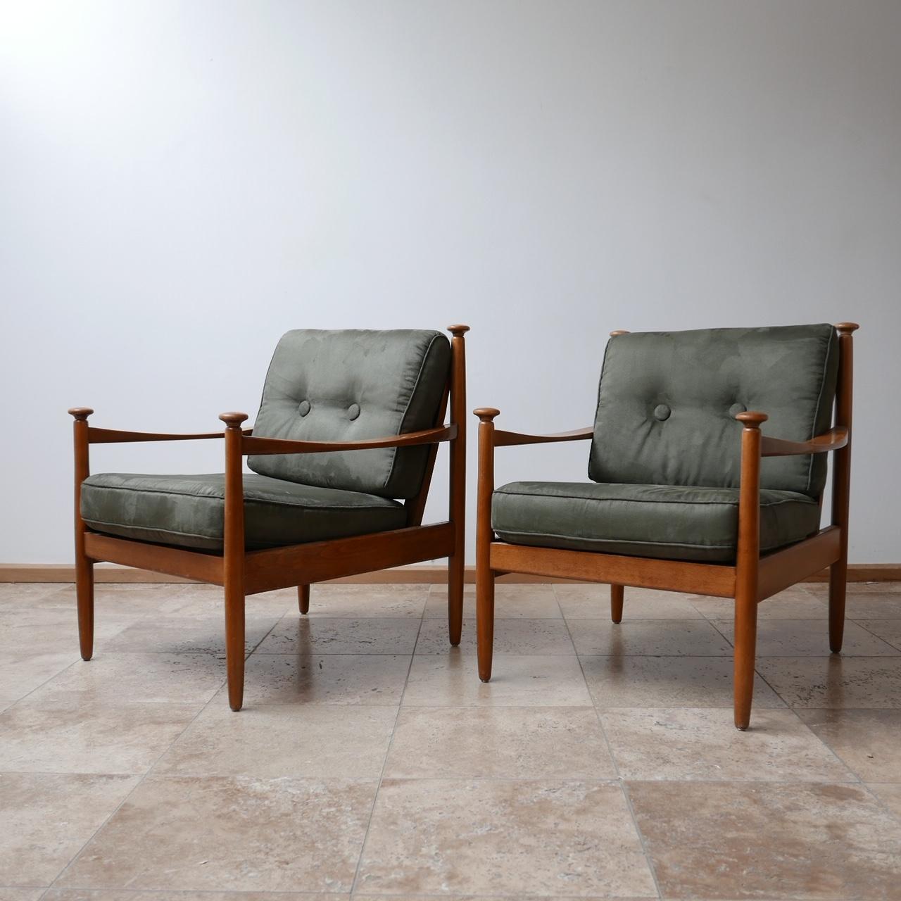 Pair of Upholstered German Midcentury Armchairs 1