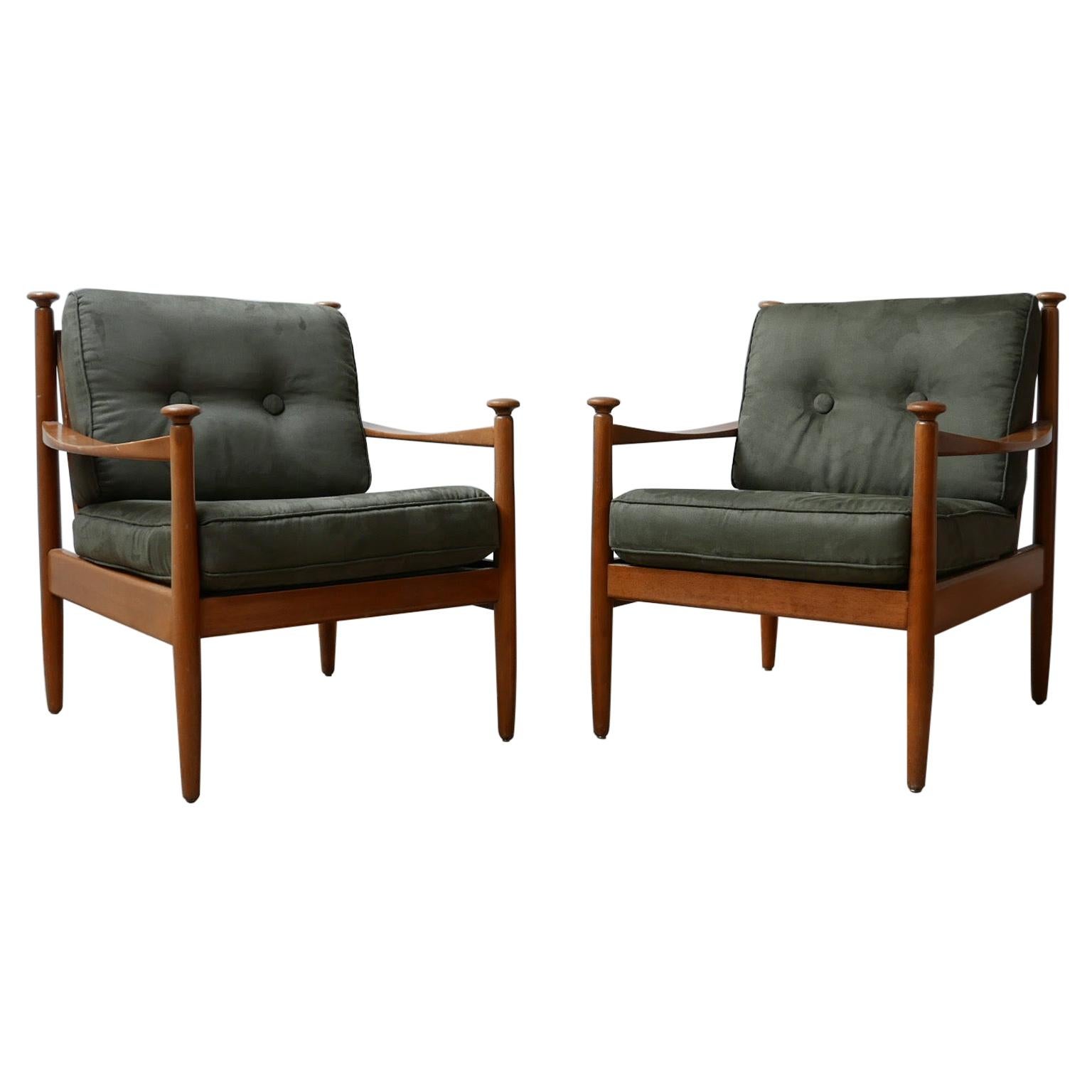 Pair of Upholstered German Midcentury Armchairs