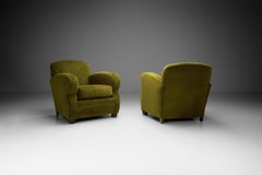 Pair of Upholstered Green Armchairs, Europe 20th Century