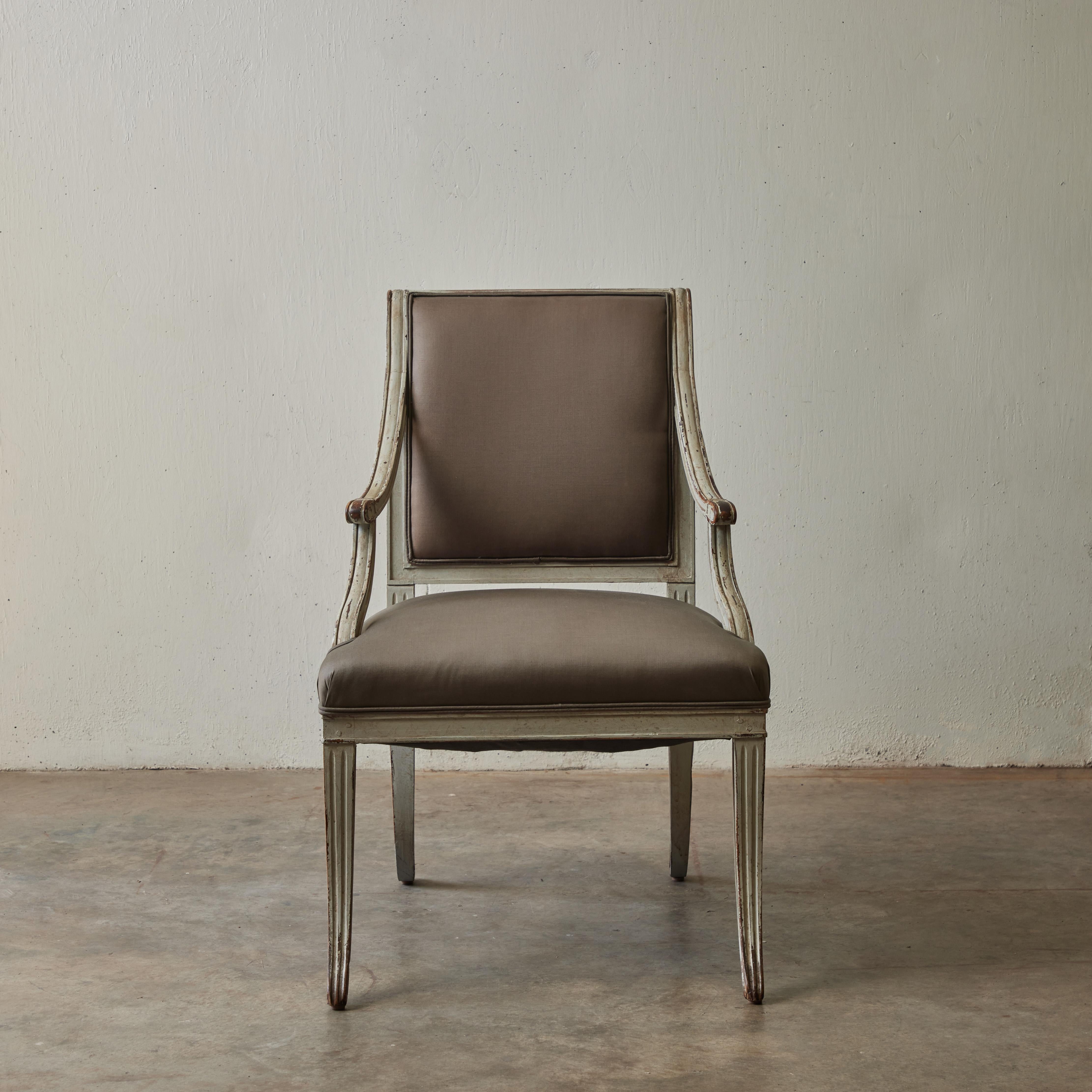 19th Century Pair of Upholstered Gustavian Armchairs