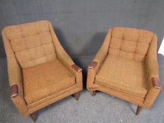 Pair of Upholstered "High and Low'" Chairs by Avanti