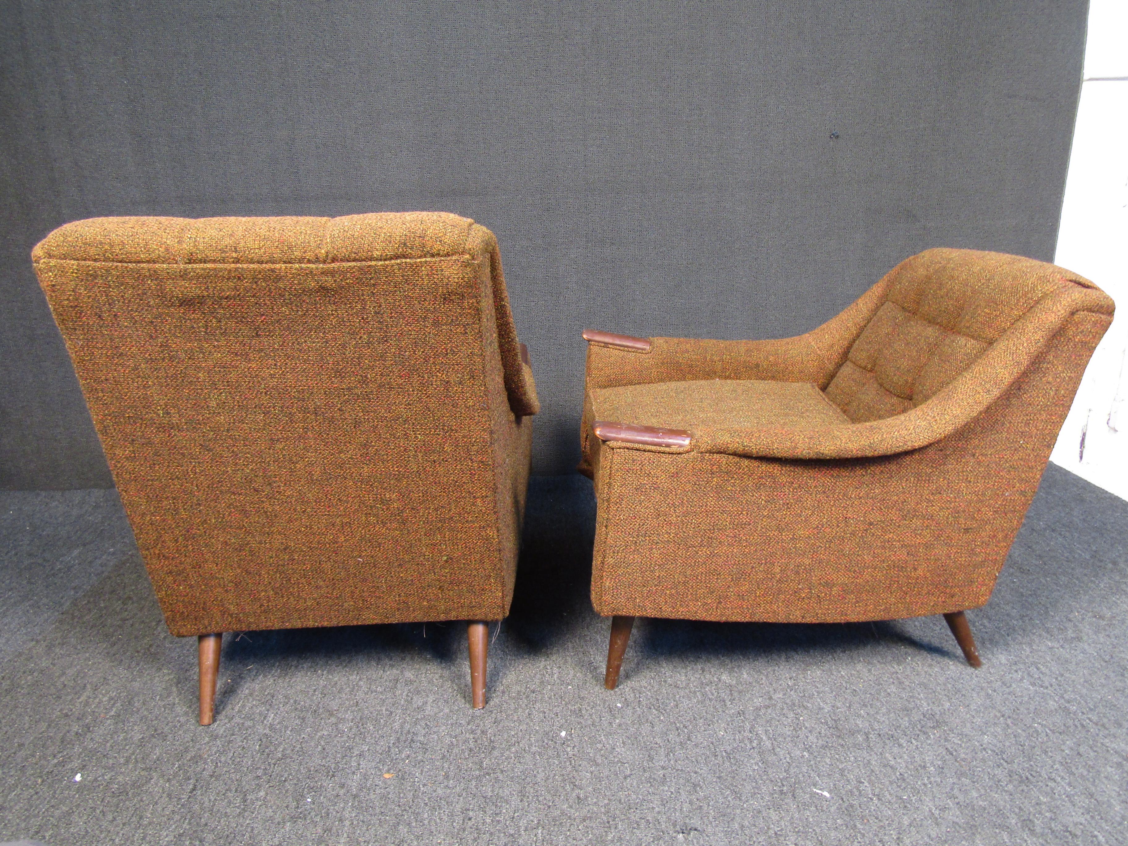 Mid-20th Century Pair of Upholstered 