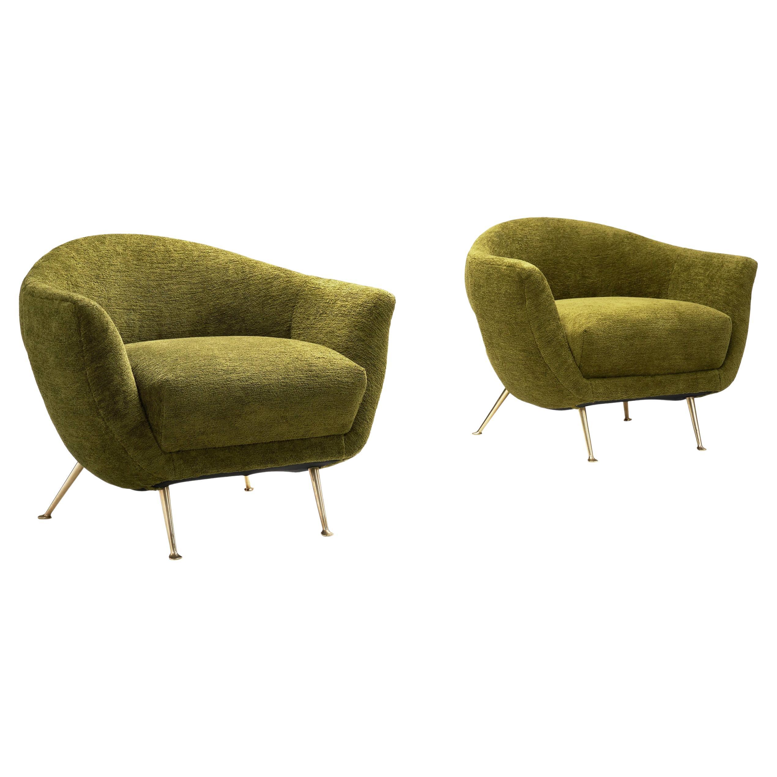 Paire de fauteuils italiens rembourrés par Lenzi, Italie vers 1956